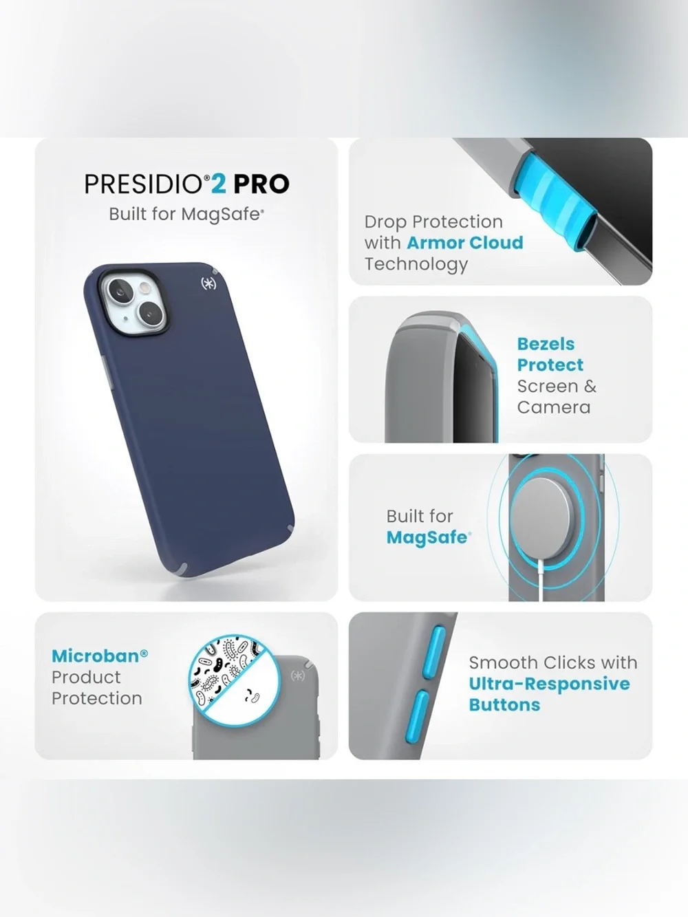 speck Presidio2 Pro MagSafe Case Navy Blue for iPhone 14 Plus